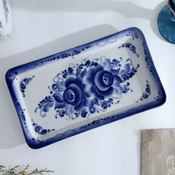 Поднос «Полянка», 14,2252 см, гжель