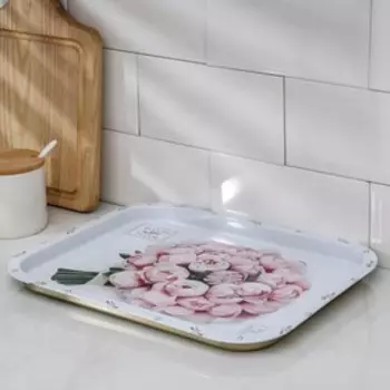 Поднос прямоугольный «Пионы», 32×26 см