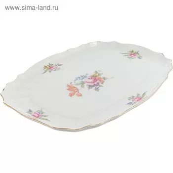 Поднос прямоугольный с ручками Bernadotte, декор «Мейсенский букет», 40 см