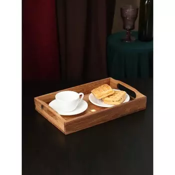 Поднос с ручками «Ретро», 35235 см, цельный дуб