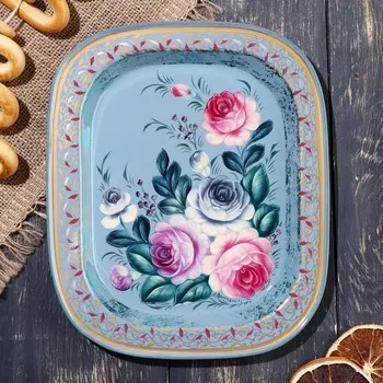 Поднос с жостовской росписью, 24 х 20 см