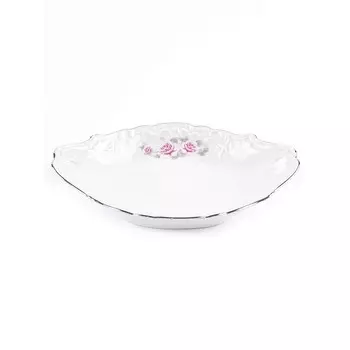 Поднос специй Cmielow Rococo «Бледные розы, отводка платина», с ручками, длина 17 см