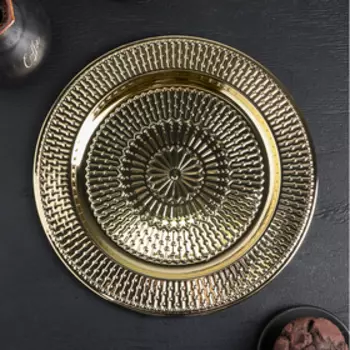 Поднос из нержавеющей стали «Ярил», d=30 см, цвет золотой