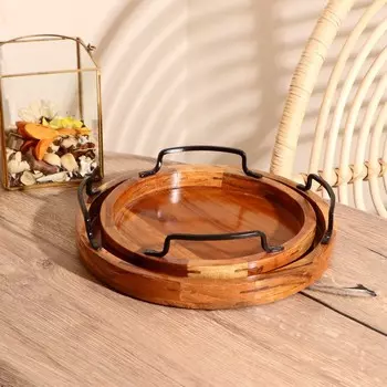 Подносы дерево с металлическими ручками