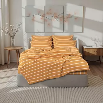 Пододеяльник Этель "Mustard stripes" 145*215, 100% хлопок, поплин 125г/м2