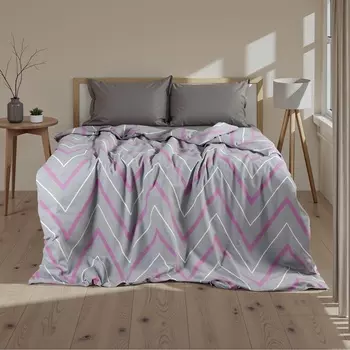 Пододеяльник Этель "Сиренево-серые зигзаги" 175*210 см, 100% хлопок, поплин, 125 г/м