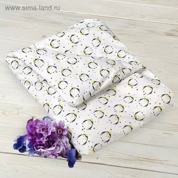 Пододеяльник на молнии, размер 112 147 см, бязь, принт пингвины