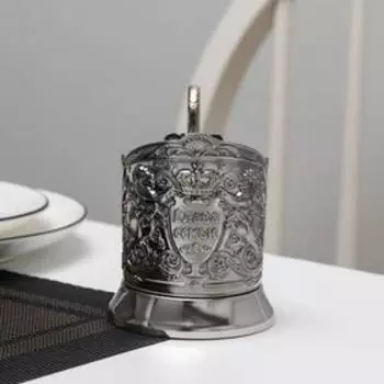 Подстаканник «Глава семьи», d=72мм, никелированный, с чернением