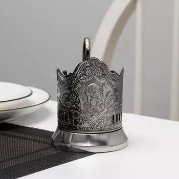 Подстаканник «Глухарь», d=61 мм, никелированный, с чернением