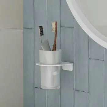 Подстаканник одинарный IDDIS Noa NOAWTG0i45, 90х110х115 мм, матовое стекло, белый матовый