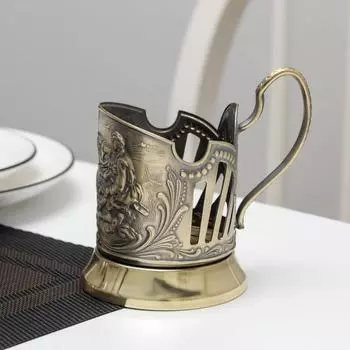 Подстаканник «Охотники», d=72 мм, латунный