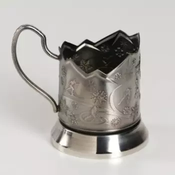 Подстаканник «Зимние виды спорта. Хоккей», никелированный, с чернением