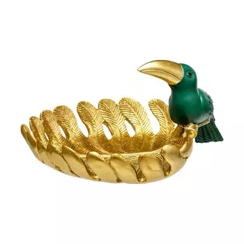 Подставка-блюдо «Попугай», 210170125 мм, цвет золотой / зелёный