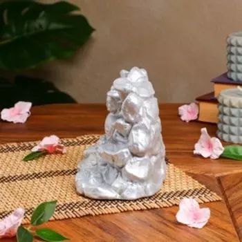 Подставка для благовоний "Будда", гипс, серебристая, 14 см