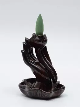 Подставка для благовоний TAKE IT EASY «Рука с лотосом», набор благовоний конусы, стелющийся дым, 4.33.56см