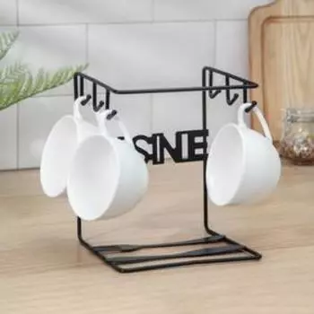 Подставка для чайного сервиза Доляна «Кухонька», 141519 см, чёрная