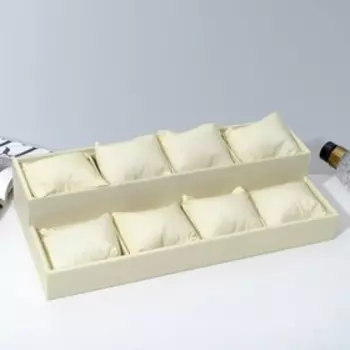 Подставка для часов, браслетов, 8 мест, 33x16x3,5 см, цвет бежевый