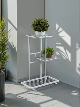 Подставка для цветов Greengo, 3 полки, 432257 см, напольная, металл, белая