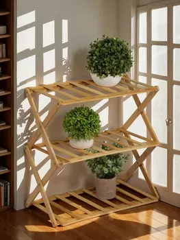 Подставка для цветов Greengo, 3 полки, 502546 см, напольная, бамбук