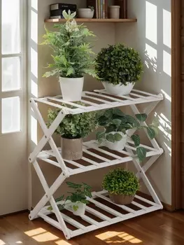 Подставка для цветов Greengo, 3 полки, 502546 см, напольная, бамбук, белая