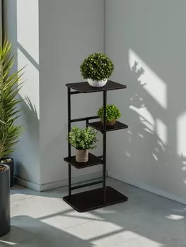 Подставка для цветов Greengo, 4 полки, 362374 см, напольная, каркас металл, полки МДФ, чёрная