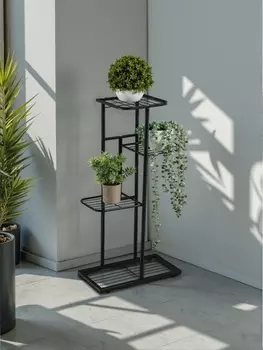 Подставка для цветов Greengo, 4 полки, 432282 см, напольная, металл, чёрная