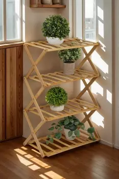 Подставка для цветов Greengo, 4 полки, 502568 см, напольная, бамбук