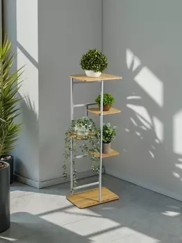 Подставка для цветов Greengo, 5 полок, 362394 см, напольная, каркас металл, полки МДФ, белая