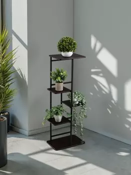 Подставка для цветов Greengo, 5 полок, 362394 см, напольная, каркас металл, полки МДФ, чёрная