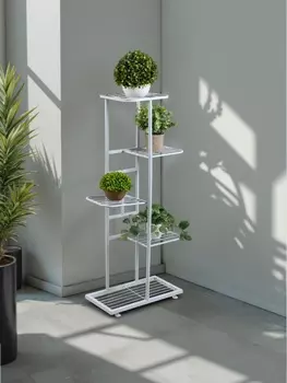 Подставка для цветов Greengo, 5 полок, 442295 см, напольная, металл, белая