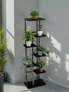 Подставка для цветов Greengo, 7 полок, 3623120 см, напольная, каркас металл, полки МДФ, чёрная