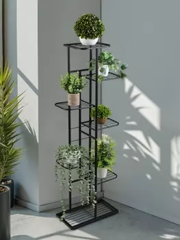Подставка для цветов Greengo, 7 полок, 4322126 см, напольная, металл, чёрная