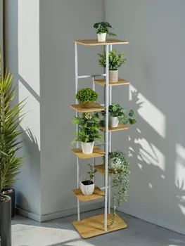 Подставка для цветов Greengo, 8 полок, 3623136 см, напольная, каркас металл, полки МДФ, белая