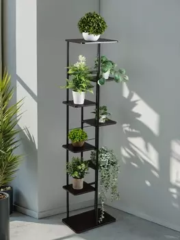 Подставка для цветов Greengo, 8 полок, 3623136 см, напольная, каркас металл, полки МДФ, чёрная