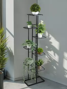 Подставка для цветов Greengo, 8 полок, 4322141 см, напольная, металл, чёрная