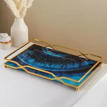 Подставка для десертов «Нептун», 43×29,5×6 см, цвет металла золотой