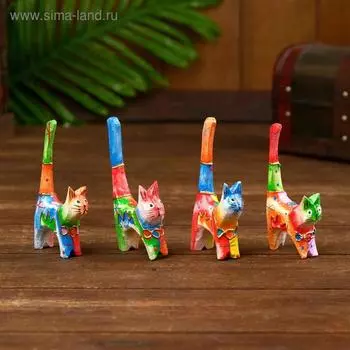 Подставка для колец "Кошечка" дерево 10,5 см МИКС