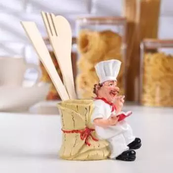 Набор кухонных принадлежностей на подставке 3 шт. «Повар с бочкой»