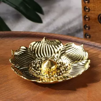 Подставка для любых благовоний "Лотос", золотистый, d=8,5 см