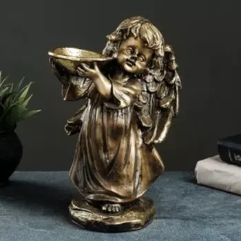 Подставка конфетница "Ангел" 20х15х31 см, бронза с позолотой