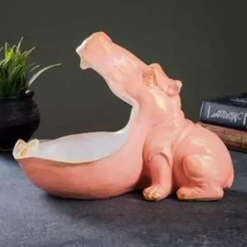 Подставка конфетница "Бегемот" розовое золото, 22х30см