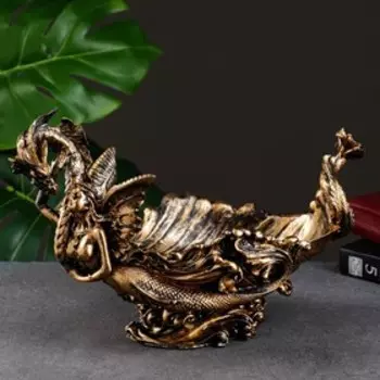 Подставка для мелочей "Дракон с русалкой" бронза