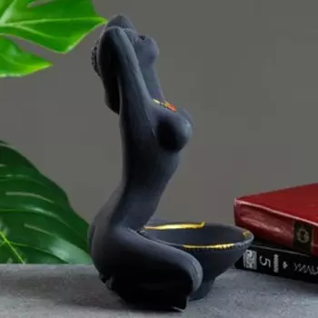 Подставка конфетница "Мулатка" черная матовая 26х16х14см