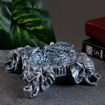 Подставка для мелочей "На четырех слонах" серебро, 13х13х5см