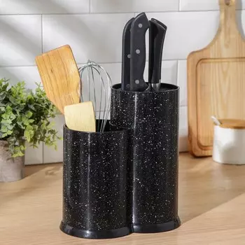 Подставка для ножей с наполнителем Доляна «Зефир», 201122 см, чёрная