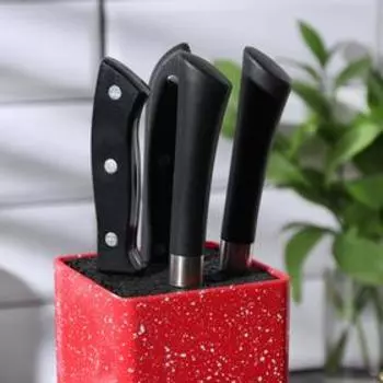 Подставка для ножей «Зефир», 2210, с наполнителем, цвет красный