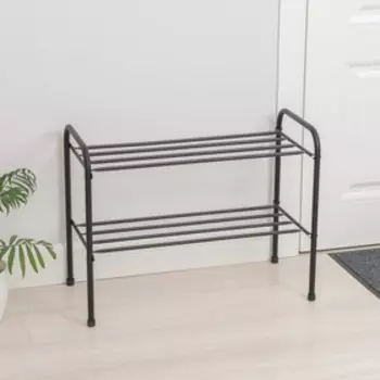 Подставка для обуви, 2 яруса, 653248,5 см, чёрная