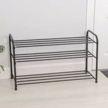 Подставка для обуви, 3 полки, 82,53248,5 см, чёрная