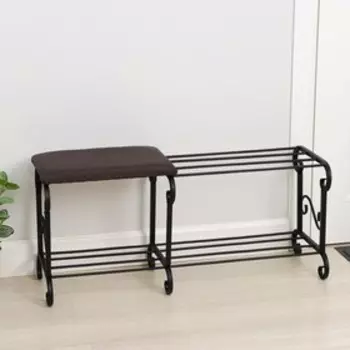 Подставка для обуви с сиденьем «Стандарт», 2 яруса, 903240 см, цвет чёрный, форма МИКС