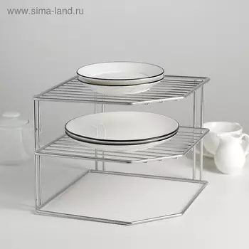 Подставка для посуды, 2 яруса, 252520 см, хром